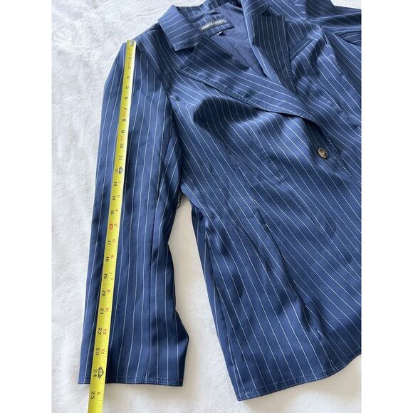 Jason Wu X ELOQUII Navy Blue Pinstripe Blazer Jacket Belted Pockets Size 20 - Picture 11 of 16